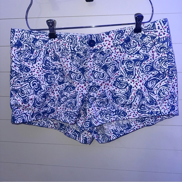 Lilly Pulitzer Blue and White High Waist Shorts size 10 The Walsh Short - Picture 1 of 9